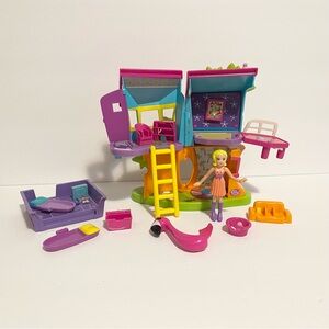 Polly Pocket Treehouse Magnet Playset w Doll + Accessories Lot Vintage Toy Set